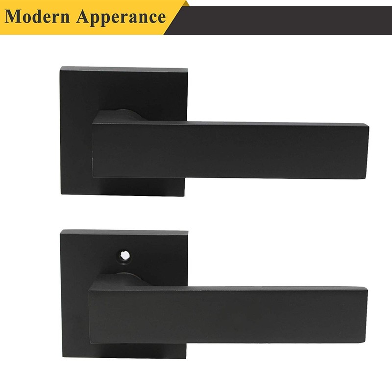 Probrico Matte Black Passage Door Levers Square Hall Closet Handles,
