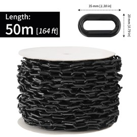 MANCHAP 164 Ft Black Plastic Chain Links, Plastic Barrier Chain, Safety Barrier Chain Crowd Control Chain for Caution, DIY, Public Security