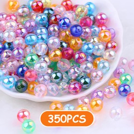 Pack of 350 Acrylic Beads Colourful Beads for Threading 10 mm Craft Beads Bracelets DIY for DIY Jewellery Making, Bracelets, Necklaces Crafts