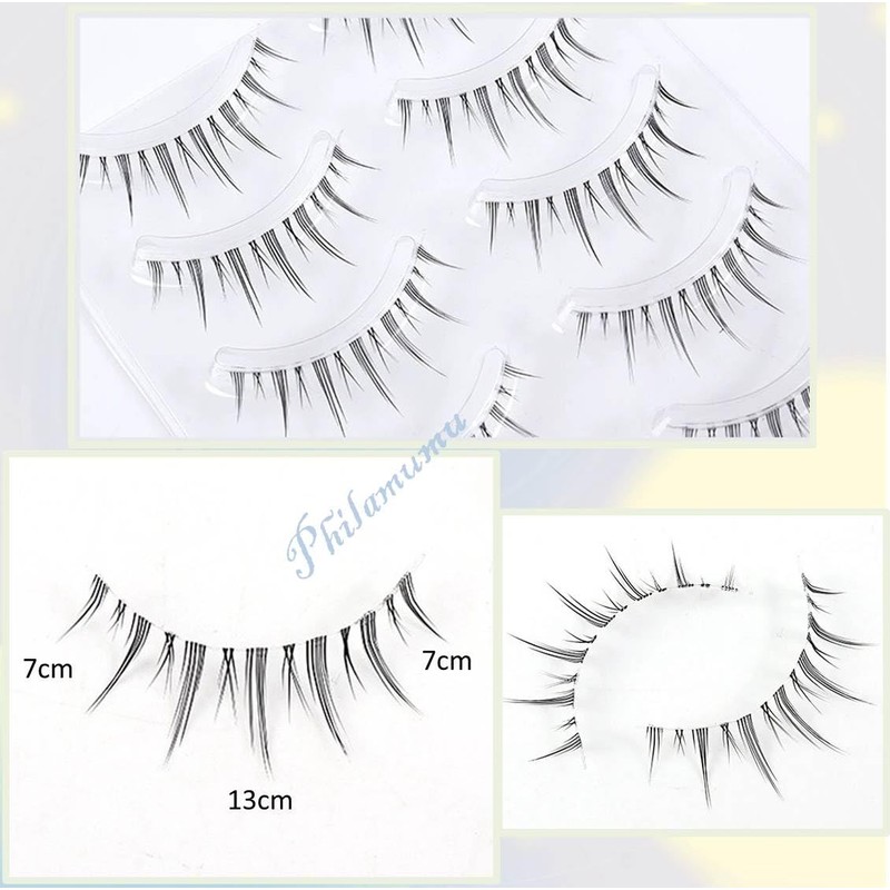 Philiamumu Natural False Eyelashes Eye Centers Thin Transparent Shaft Handmade
