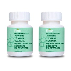 A&G PERSEA PACK 2 Frascos 60 C/u Cápsulas a base de té verde con jengibre, extracto de aguacate, ingredientes naturales (2)