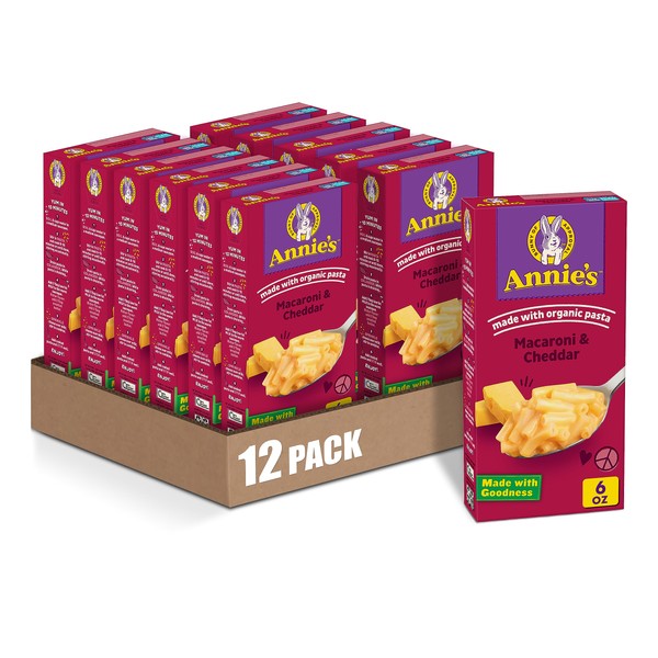 Annie’s Reduced Sodium Cheddar Macaroni & Cheese Dinner with Organic Pasta, 6 OZ (Pack of 12)