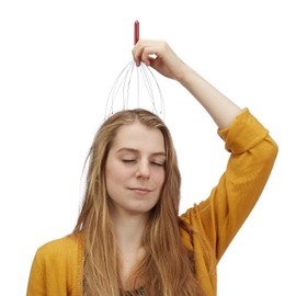 Relaxdays 3 x Head Massager, 12 Arms with Nubs, Massager for Head Massage, Red