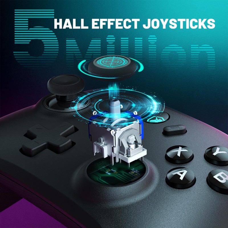 ECHTPower Wireless PC Gaming Controller - Hall Effect Joystick, 2.4G