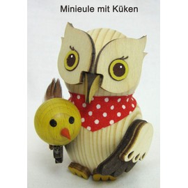 Kuhnert - Decoration / Wooden Figure - Mini Owl with Chick - Approx. 7 cm - Made in Germany