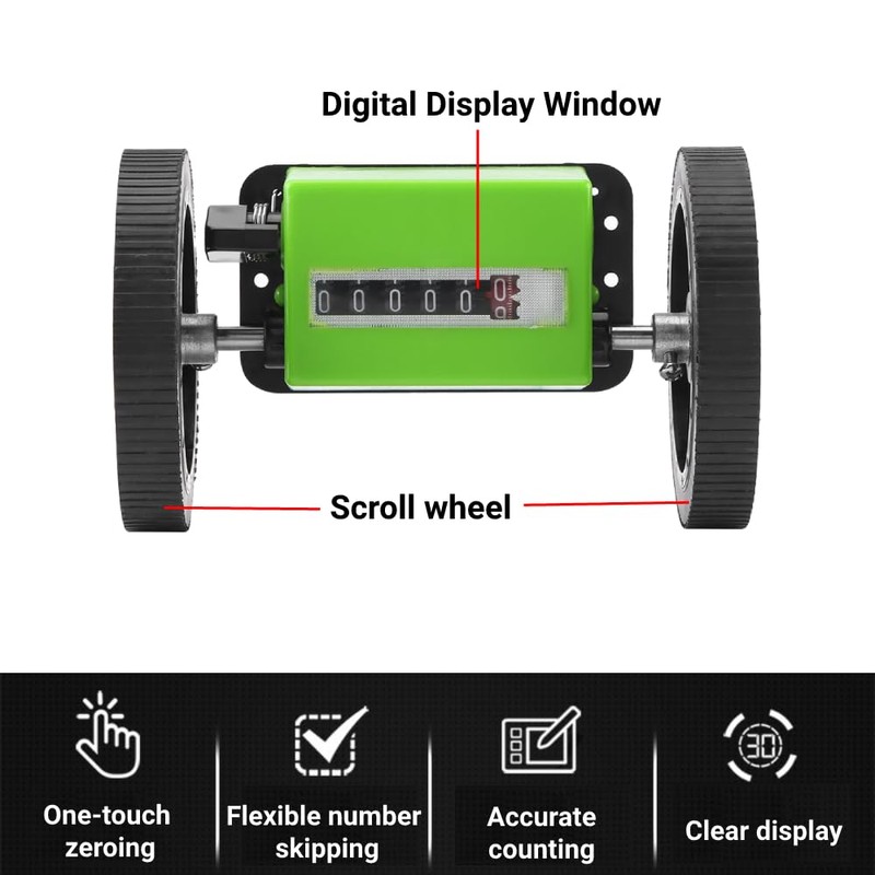 Roller Type Meter Counter, 6 Digits Meters Rolling Mechanical Length