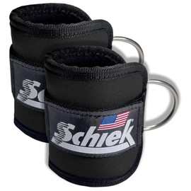 Schiek Sports 1707 Ankle Cuffs - Ideal for Glute Kickbacks and Cable Machine Workouts - Durable and Built To Last