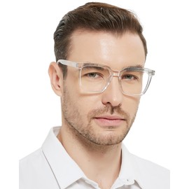 MARE AZZURO Oversized Reading Glasses 3.50+ Men Large Readers 100 125 150 175 200 225 250 275 300 350 400 500 600 (Transparent, 3.5)