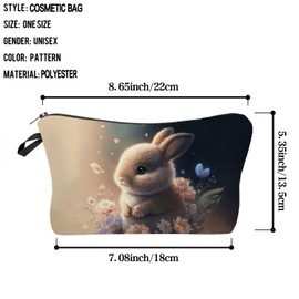 Livel lhood Rabbit Cosmetic Bag for Women Cute Small Makeup Bag for Purse Travel Toiletry Zipper Pouch for Girls Gift for Rabbit Lovers Bunny Makeup Bag for Her