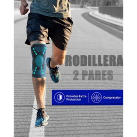2 Rodillera Ortopedica Para Dolor De Rodilla,Rodillera de Compresion Para Deportiva,Voleibol,Rodillera De Neopreno Tienen Estabilidad Y Soporte(Azul, M)