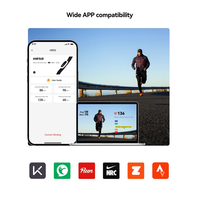iGPSPORT HR50 Cycling Sports Sensor Chest Strap, Waterproof Bluetooth ANT+