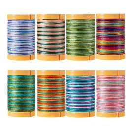 KIVISIN Variegated Waxed Thread 8 Vibrant Color, 0.5mm Wax Coated String 82Yards/Spool, Polyester Wax Cord for Micro Macrame, Bracelets Braiding, Jewelry Making, Beading, Knoting and Kumihimo