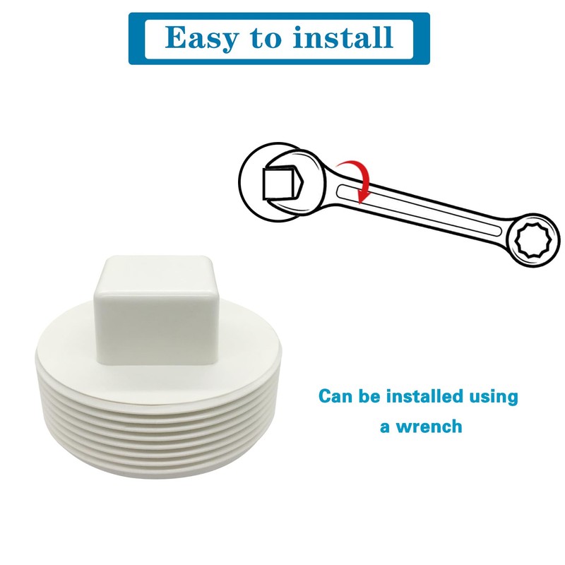 Fitvell 2-1/2" NPT Male Threaded PVC Cleanout Plug, PVC Pipe