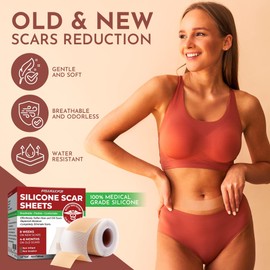 Silicone Scar Sheets for Surgical Scars: Silicone Scar Tape for C Section, Tummy Tuck Tape, Keloid Treatment - Silicone Scar Strips After Surgery (1.6" x 120" Roll-3M)