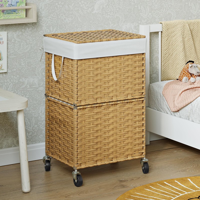 Chrislley 90L Slim Laundry Hamper with Wheels, Rolling Laundry Basket