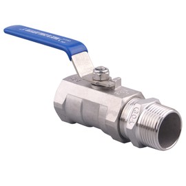 DERNORD 1PC Type Stainless Steel 1 Inch Ball Valve NPT Standard Port with Male Hex Nipple for Water, Oil, and Gas