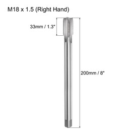 QUARKZMAN Metric Tap M18 x 1.5 H2 200 mm Extra Long Straight Flute Tap Cutting Machine Tap Thread Cutting Tool