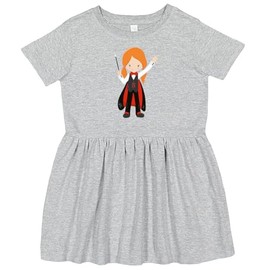 inktastic Magician Girl, Orange Hair, Magic Trick, Wand Toddler Dress 5-6 Heather Grey 447c4