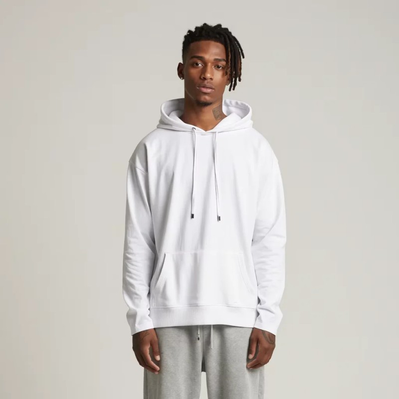 Daily Casual Terry Drawstring Hood Regular Fit Cotton Blend Hooded