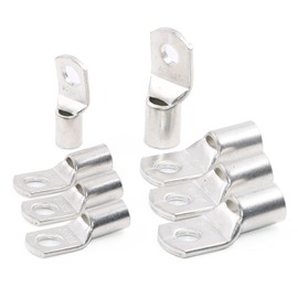 Gloaso Tinned Copper Battery Lugs Kit Heavy Duty - 4/0 Awg 3/8" Posts Eyelet Battery Terminals Lug 4 Pack+ 1/0 Awg 3/8" Studs Cable Lugs Crimp Ring Terminals Connectors 4 Pack