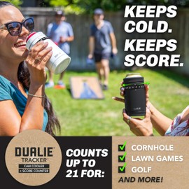 DUALIE Tracker Drink Cooler - Game Score Counter and 3 in 1 Insulated Can Cooler - Universal Size for 12 oz Cans, Slim Cans, and Bottles - White