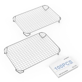 Grill Rack for Ninja Woodfire OG701 OG751 Outdoor Grill and Smoker Accessories, Non-Stick Roasting Stand and 100PCS Pre-Cut Aluminum Foil Sheets for Ninja Woodfire OG700 Series Cooking Grate