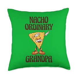 Nacho Ordinary Grandpa Grandparents Day Grandpa Nacho Dad Joke Grandfather Throw Pillow, 18x18, Multicolor