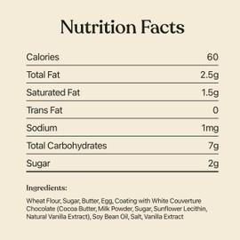 Cambie Medium Square Vanilla Tart Shells, 55mm (2.16") Diameter, French Style Tart Shells, White Chocolate Coating, Pack of 40