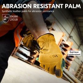 Vgo... Safety Work Gloves Touchscreen,Builder Gloves,Gardening Gloves,Light Duty Mechanic Gloves(NB7581,Yellow,XL,1Pair)
