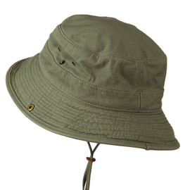 e4Hats.com Big Size Camouflaged Brim Cotton Washed Bucket Hat - Olive XL-2XL