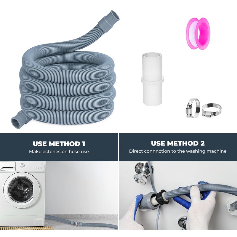 ilauke 2.5m Universal Drain Hose, Extension Pipe Kit for Washing