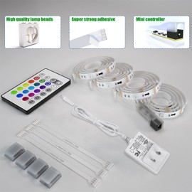 maylit Tv Led Backlight, Pre-Cut 16.4ft Led Strip Lights for 75-85in Tv,4Pcs Adapter Powered Tv Lights kit with Remote,RGB Bias Lighting for Room Decor