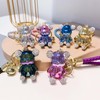 HSYHERE Women Fashionable Lovely Diamond Bear Keychain, Elegant Glossy Mirror