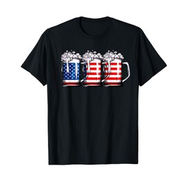 Beer American Flag 4th of July Men Women Merica Drinking USA T-Shirt