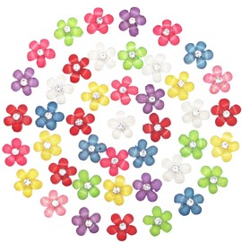 Dandan DIY 80pcs 10mm(0.4'') Mini Resin Flowers with Shiny Rhinestone Flatback Resin Buttons Resin Flatback Craft Flowers Phonecover Cards Craft Scrapbooking