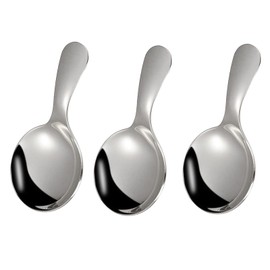 3 Pcs Stainless Steel Short Handle Spoons Mini Short Handle Spoon Condiment Tea Coffee Scoop Tea Coffee Scoop Sugar Spice Spoon for Kitchen (Round Spoon, 3)