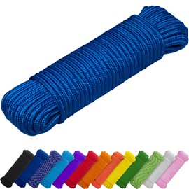 TECEUM Rope – 46M x 6mm (1/4 Inch) – Blue – Strong All-Purpose Utility Rope – Camping, Crafting, Flag Pole, Indoor & Outdoor – Polypropylene Nylon Poly Lightweight Diamond Braided Cord