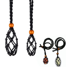 Set of 2 Necklace Cord Empty Stone Holder, Adjustable Retro Braided Stone Holder Necklace Raw Stone Replacement Necklace Cord, Necklace Cord for Crystals, Stone Necklace Cord, DIY Jewellery