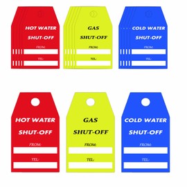 30 Pack Shut Off Valve Tags Gas Shut Off Cold Water Shut Off Hot Water Shut Off Safety Labels Plastic Valve Identifier Tag Plumbing Identification Pipe Tags for Home Business Basement Furnace Plumbing
