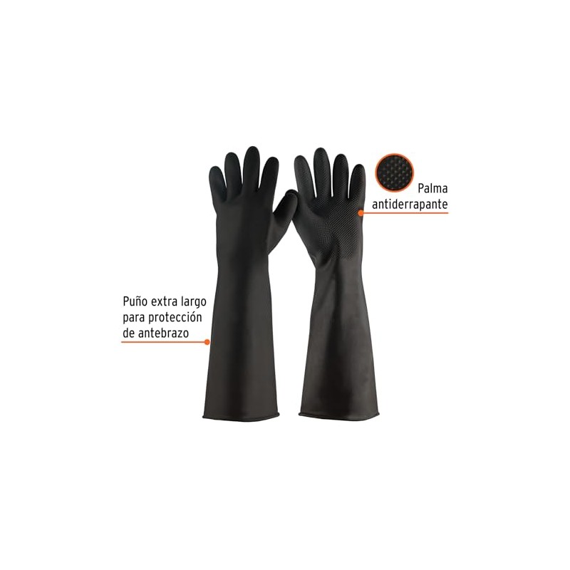 Truper GU-322, Guantes de látex, uso industrial, puño extralargo, M