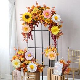 MisFun Pack of 14 Pompoms Decoration, Paper Flowers Decoration Party, Pastel Daisy Decorations, Paper Flowers for Hanging, Wedding Decoration, Baby Shower, Birthday Decoration, Girls