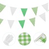 MECCANIXITY 33ft Green White Plaid Checkered Pennant Banner, 36 PCS