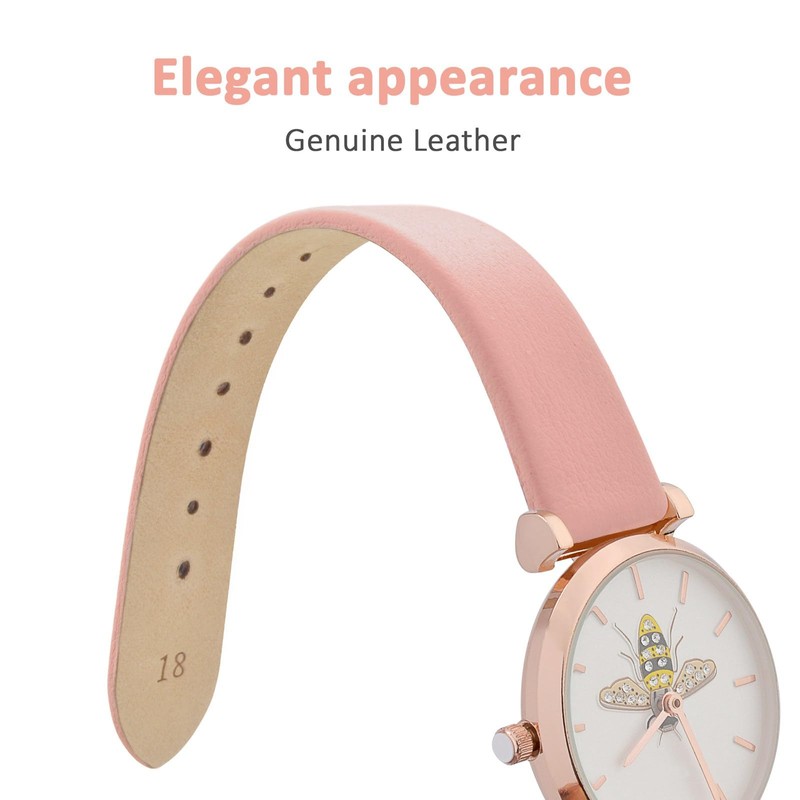 WOCCI 16mm Watch Strap with Gold Buckle, Elegant Genuine Leather