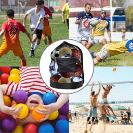 Extra Large Sports Ball Bag Mesh Socce Ball Bag Heavy Duty Drawstring Bags Team Work for Holding Basketball, Volleyball, Baseball, Swimming Gear with Shoulder Strap