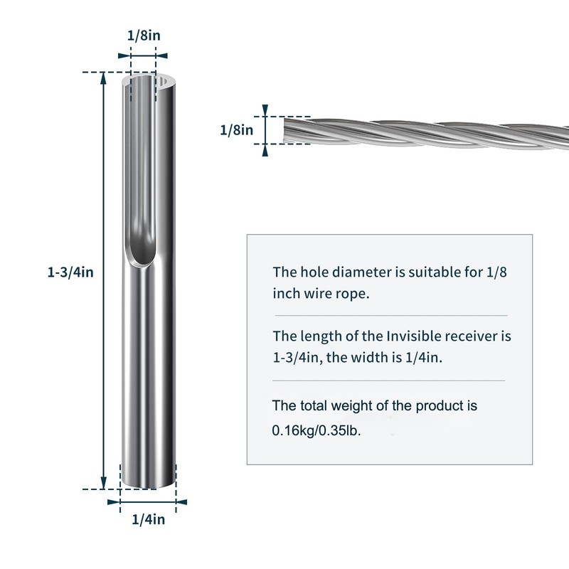 AONAYIOA 20 Pack 316 Stainless Steel 1/8" Adjustable Invisible Cable