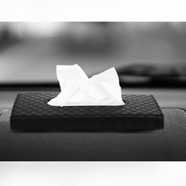 Black Car Visor Tissue Holder with Free Facial Tissue, Mask Dispenser, Facial Tissue Dispenser for Car/Truck/SUV, Car Sun Visor Napkin Holder, PU Leather