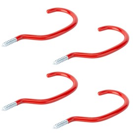 TERF® Universal Tool Hook Screw-in Hooks Storage Shed Garage Utility Hook Multi-Purpose Hooks Set Heavy Duty Wall Mount Vinyl Coated Storage Household Hooks for Garden Garage Shed Tools - Pack of 4