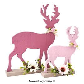 Decorative Stag Made of Wood, Available in Two Different Sizes, Pack of 2