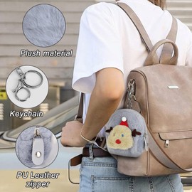 WisePoint Coin Purse 2PCS, Premium Plush Change Purse Cute Coin Pouch with Keychain, Christmas Coin Wallet for Lipstick, Coin, Rings, Keys (Pink)