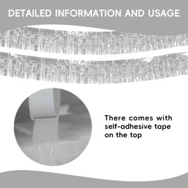4 Packs 40 Feet Foil Fringe Garland Silver Hanging Banner Wall Hanging Backdrop Streamers Curtains Shiny Metallic Tinsel Wall for Parade Floats Birthday Party Ceremonies Car Valentine's Day Wedding